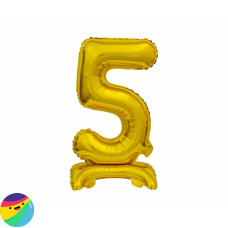 Folija Balon Samostoječi 38cm - Št. 5 Zlate barve Folija Balon Samostoječi 38cm - Št. 5 Zlate barve